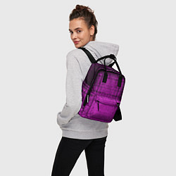 Рюкзак женский Абстрактный мозаичный черно - пурпурный узор, цвет: 3D-принт — фото 2