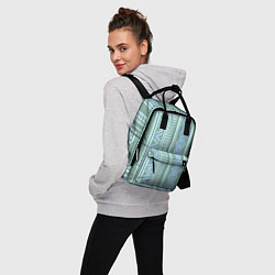 Рюкзак женский Зелёные и синие абстрактные узоры, цвет: 3D-принт — фото 2