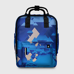 Рюкзак женский Абстрактные синие тетраэдры, цвет: 3D-принт