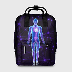 Рюкзак женский Неоновый человек в нейросети, цвет: 3D-принт