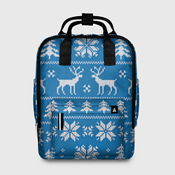 Женский рюкзак Рождественский синий свитер с оленями