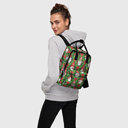 Рюкзак женский Новогодние гномы - паттерн, цвет: 3D-принт — фото 2
