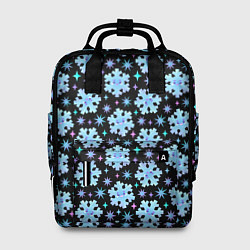 Женский рюкзак Яркие зимние снежинки с цветными звездами