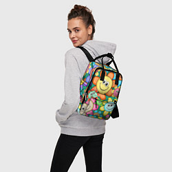 Рюкзак женский Ромашки - смайлы, цвет: 3D-принт — фото 2