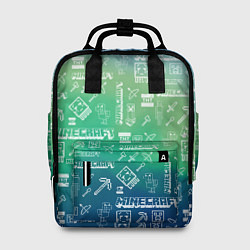 Рюкзак женский Майнкрафт символы на потертом фоне, цвет: 3D-принт