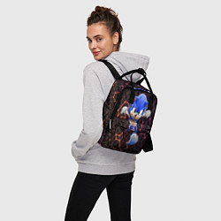 Рюкзак женский Соник и неоновый геометрический фон, цвет: 3D-принт — фото 2