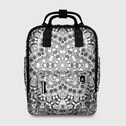 Рюкзак женский Черно-белый орнамент мандала, цвет: 3D-принт