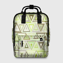 Женский рюкзак Геометрический светло-зелёный паттерн из треугольн