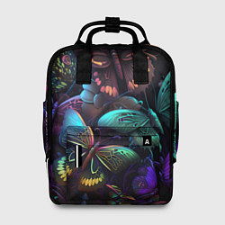 Рюкзак женский Разные неоновые бабочки, цвет: 3D-принт