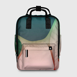 Рюкзак женский Абстрактные зелёные и розовые пластины, цвет: 3D-принт
