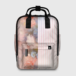 Рюкзак женский Цветы за стеклом - полосы с градиентом, цвет: 3D-принт