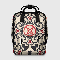 Рюкзак женский Паттерн из чёрных и красных символов, цвет: 3D-принт