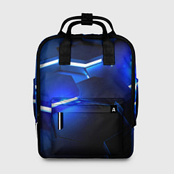 Рюкзак женский Металлические соты с синей подсветкой, цвет: 3D-принт