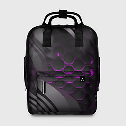 Рюкзак женский Черные объекты с фиолетовой сеткой, цвет: 3D-принт