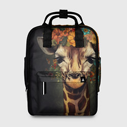 Рюкзак женский Портрет жирафа с цветами: арт нейросети, цвет: 3D-принт