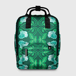 Рюкзак женский Зелёный цветочный паттерн, цвет: 3D-принт