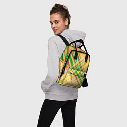 Рюкзак женский Желто-зеленый геометрический ассиметричный узор, цвет: 3D-принт — фото 2