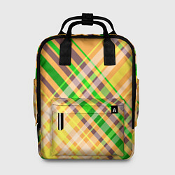 Рюкзак женский Желто-зеленый геометрический ассиметричный узор, цвет: 3D-принт