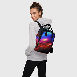 Рюкзак женский Неоновая галактика, цвет: 3D-принт — фото 2