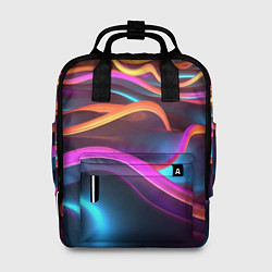 Рюкзак женский Неоновые фиолетовые волны, цвет: 3D-принт