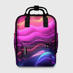 Рюкзак женский Розовые и фиолетовые неоновые волны, цвет: 3D-принт