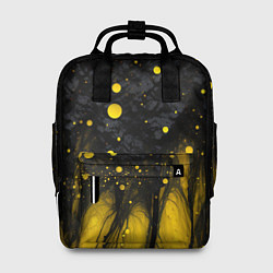 Рюкзак женский Желтые брызги на черном фоне, цвет: 3D-принт