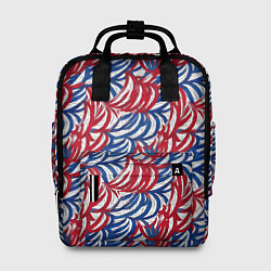 Рюкзак женский Белые синие красные узоры, цвет: 3D-принт