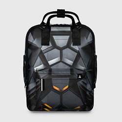 Рюкзак женский Объемная черная конструкция, цвет: 3D-принт