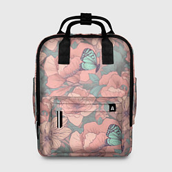 Рюкзак женский Паттерн с бабочками и цветами, цвет: 3D-принт