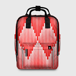Рюкзак женский Красные белые большие ромбы, цвет: 3D-принт