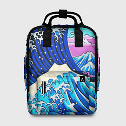Рюкзак женский Большая волна в Канагаве сакура, цвет: 3D-принт