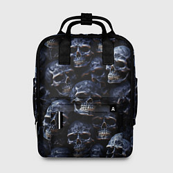 Рюкзак женский Черные металлические черепа, цвет: 3D-принт