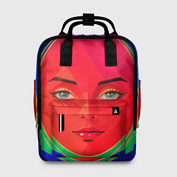 Рюкзак женский Девушка красноликая овал в прямоугольнике, цвет: 3D-принт