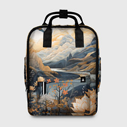 Рюкзак женский Солнечное утро в цветущих горах, цвет: 3D-принт