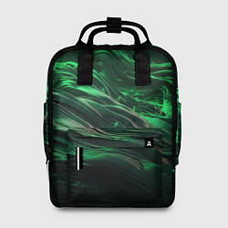 Рюкзак женский Зеленые абстрактные волны, цвет: 3D-принт