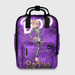 Рюкзак женский Барби в костюме скелета: паутина и фиолетовый дым, цвет: 3D-принт