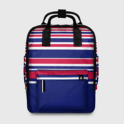 Рюкзак женский Красные и синие полосы на белом фоне, цвет: 3D-принт