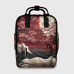 Рюкзак женский Багровый пейзаж в японском стиле, цвет: 3D-принт