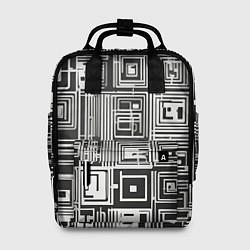 Рюкзак женский Белые полосы на чёрном фоне, цвет: 3D-принт