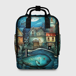 Рюкзак женский Сказочные рыбовы в стиле фолк-арт», цвет: 3D-принт