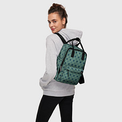 Рюкзак женский Зелёно-бежевый квадраты, цвет: 3D-принт — фото 2