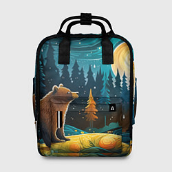 Рюкзак женский Хозяин тайги: медведь в лесу, цвет: 3D-принт