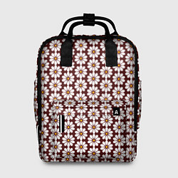 Рюкзак женский Белые ромашки на бордовом, цвет: 3D-принт