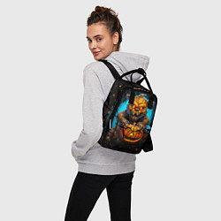 Рюкзак женский Halloween - страшный медведь с тыквой, цвет: 3D-принт — фото 2