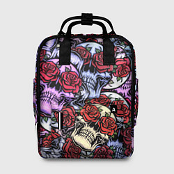 Рюкзак женский Череп розы в глазах паттерн, цвет: 3D-принт