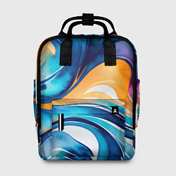 Рюкзак женский Линейная красочная абстракция, цвет: 3D-принт