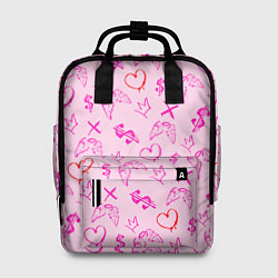 Рюкзак женский Паттерн - розовые граффити, цвет: 3D-принт