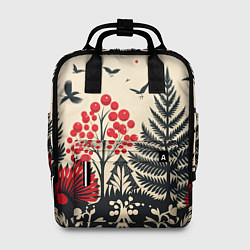 Рюкзак женский Новогодние деревья и узоры, цвет: 3D-принт