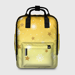 Рюкзак женский Снежинки и звезды на желтом, цвет: 3D-принт