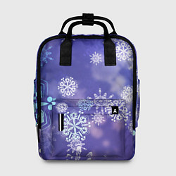 Рюкзак женский Крупные снежинки на фиолетовом, цвет: 3D-принт